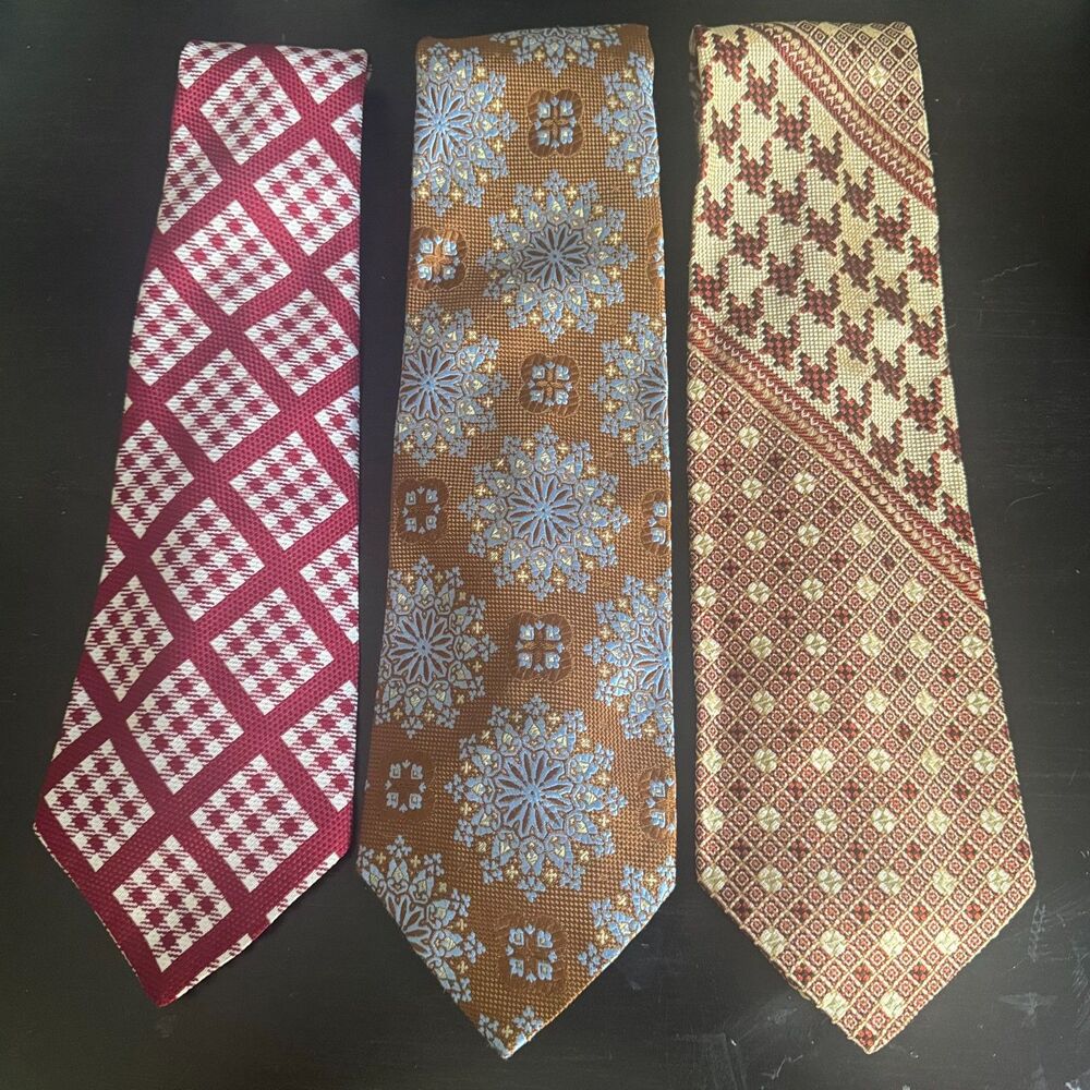 Vintage Silk Tie Lot of 3 | 60s–70s Sears & Medallion | Retro Menswear